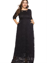 Lace Round Neck Short Sleeve Wedding Dress Women's Plus Size