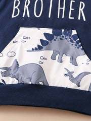 Boys BIG BROTHER Dinosaur Print Hooded Sweatshirt Set