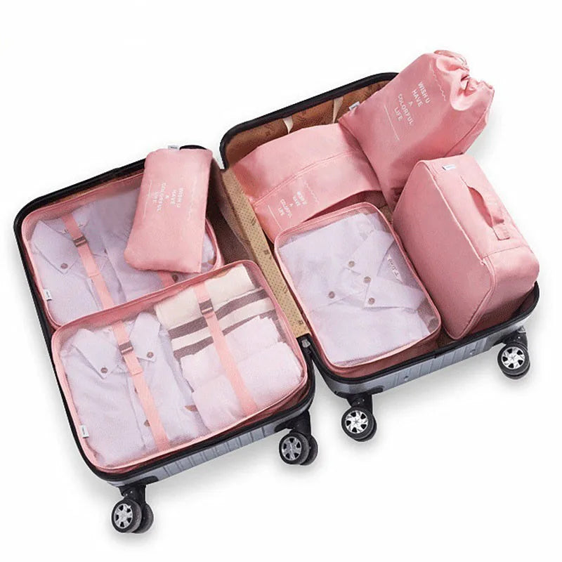 7pcs Luggage Organizer Bag Waterproof Travel Accessories Packing Cubes Organiser