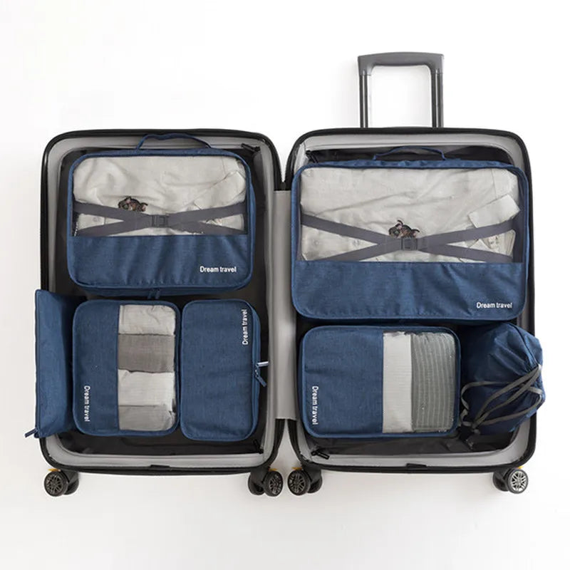 7pcs Waterproof Packing Cube Travel Bags Set Clothing Organizer