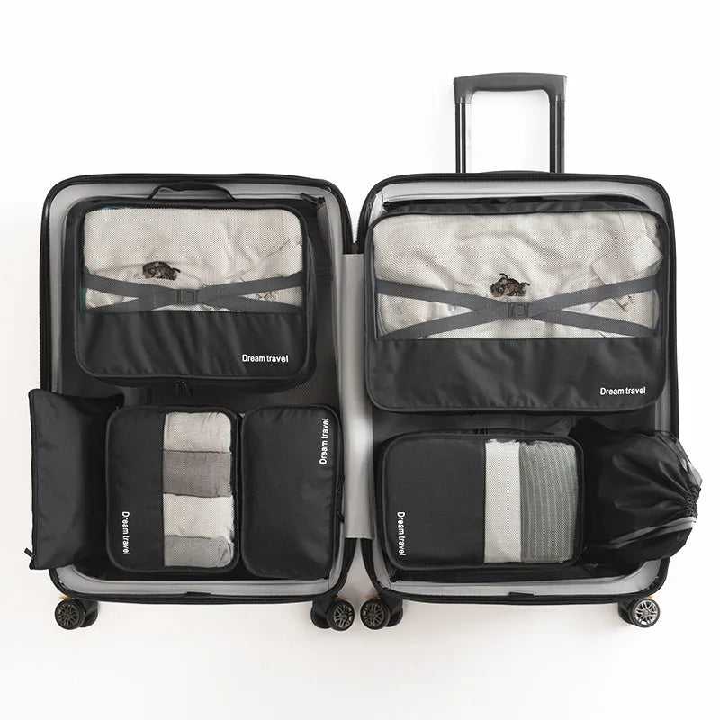 7pcs Travel Bags Waterproof Packing Cube Clothes Shoes Organizer