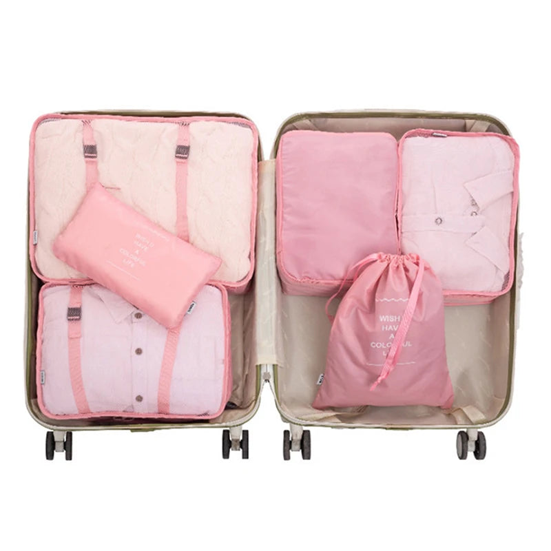 8/7Pcs/Set Travel Packing Cube Storage Bags Waterproof Clothes Kit
