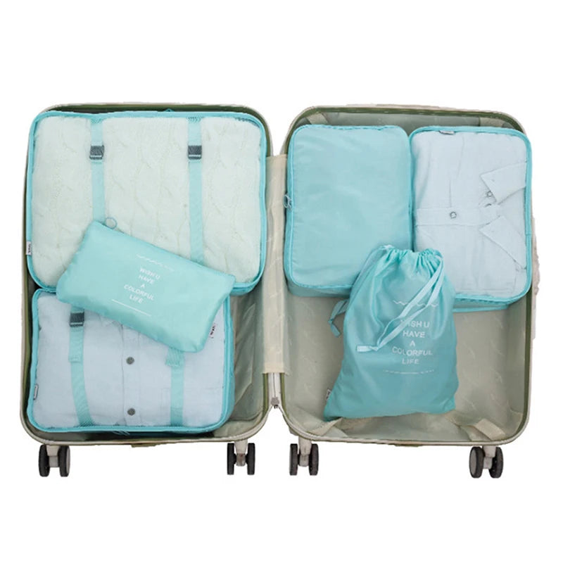 8/7Pcs/Set Travel Packing Cube Storage Bags Waterproof Clothes Kit