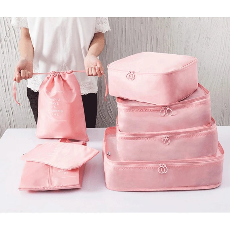 8/7Pcs/Set Travel Packing Cube Storage Bags Waterproof Clothes Kit