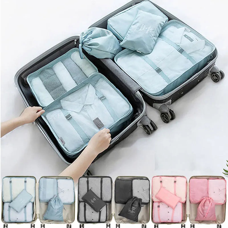 8/7Pcs/Set Travel Packing Cube Storage Bags Waterproof Clothes Kit