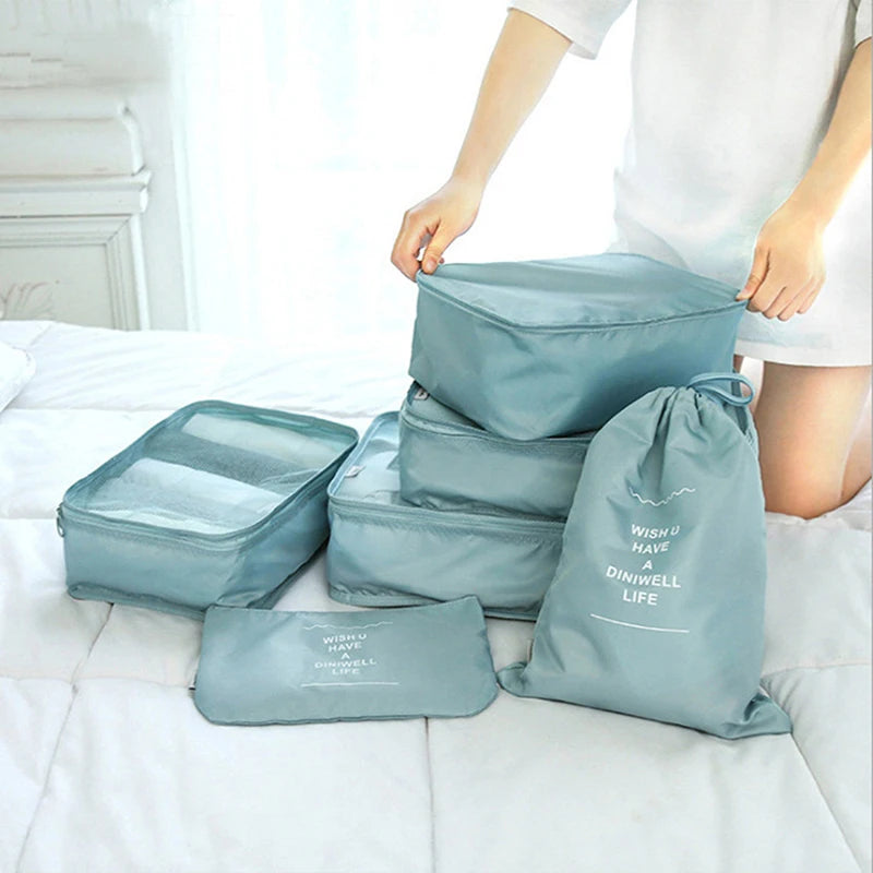8/7Pcs/Set Travel Packing Cube Large Partition Pouch Waterproof Clothes