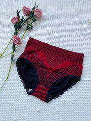 Colorblock Briefs Lace Trim High Waist Panties