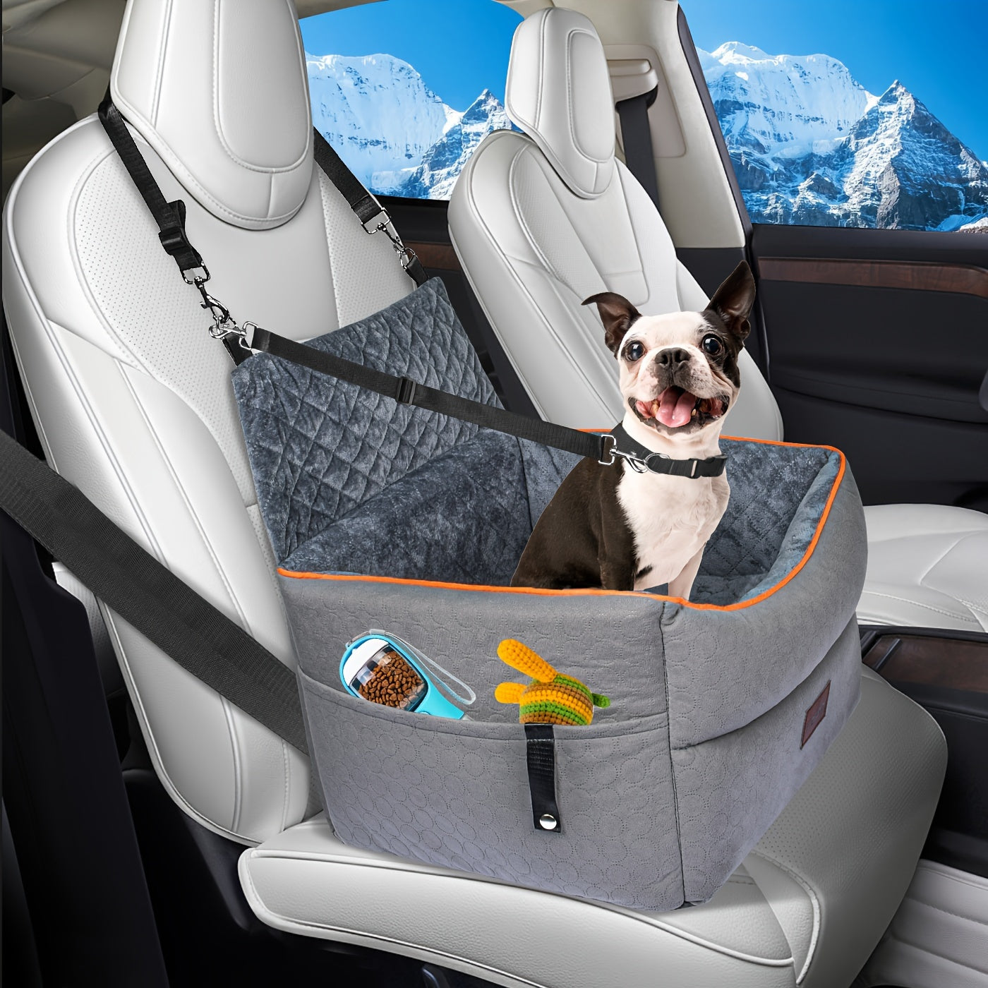 Kezoil Memory Foam Dog Car Seat Washable Cover Elevated Pet Car Seat