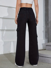 Women's Wide Leg Cargo Denim Pants