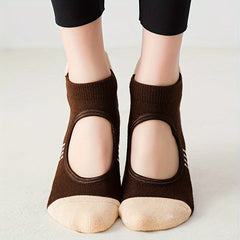 Letter Graphic Stripe Yoga Socks Anti-slip Athletic Ankle Socks