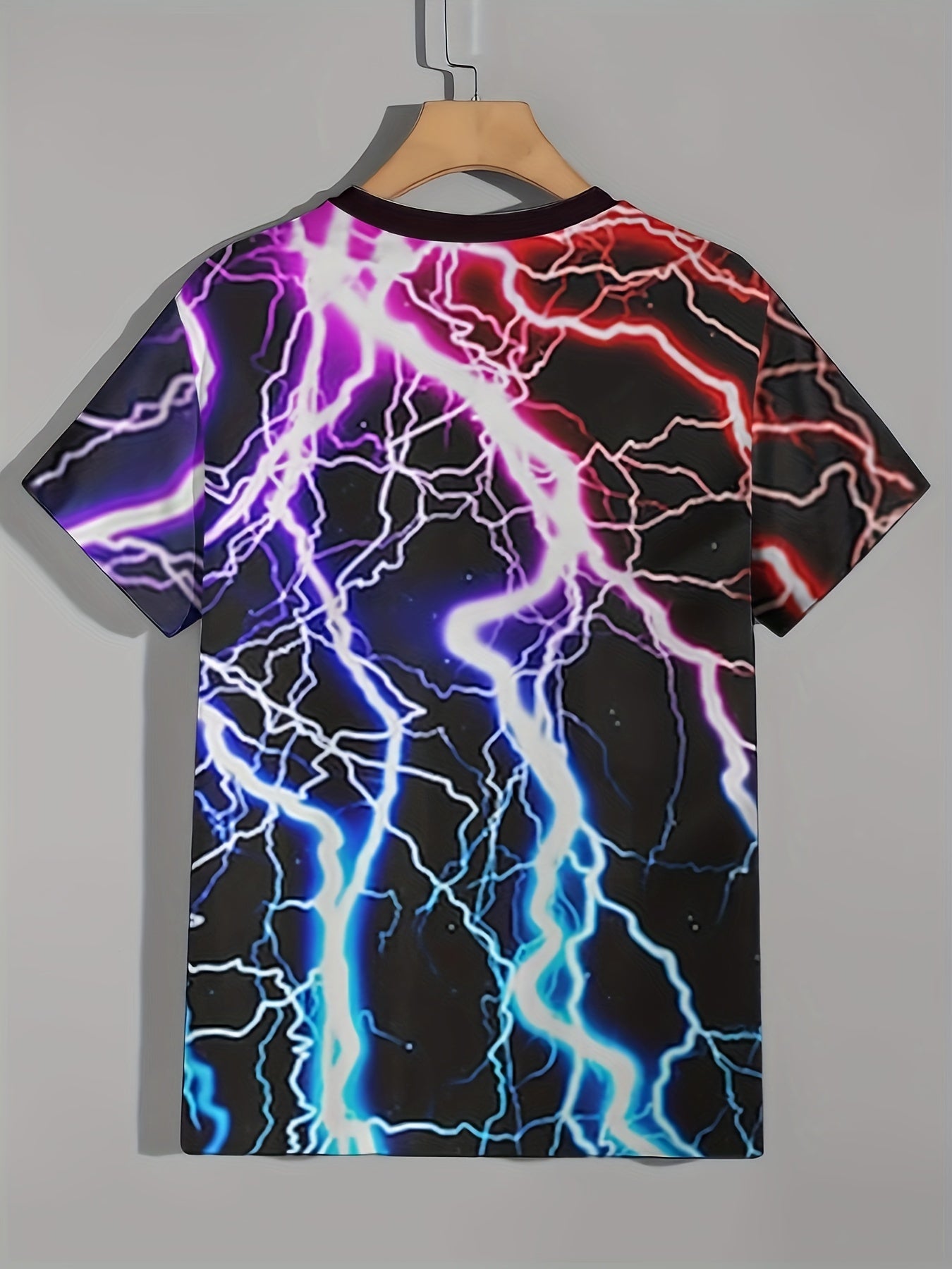 Lightning 3D Print Boy's Short Sleeve T shirt Breathable Round Neck Top