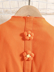Girls' Halloween Pumpkin Print Princess Dress