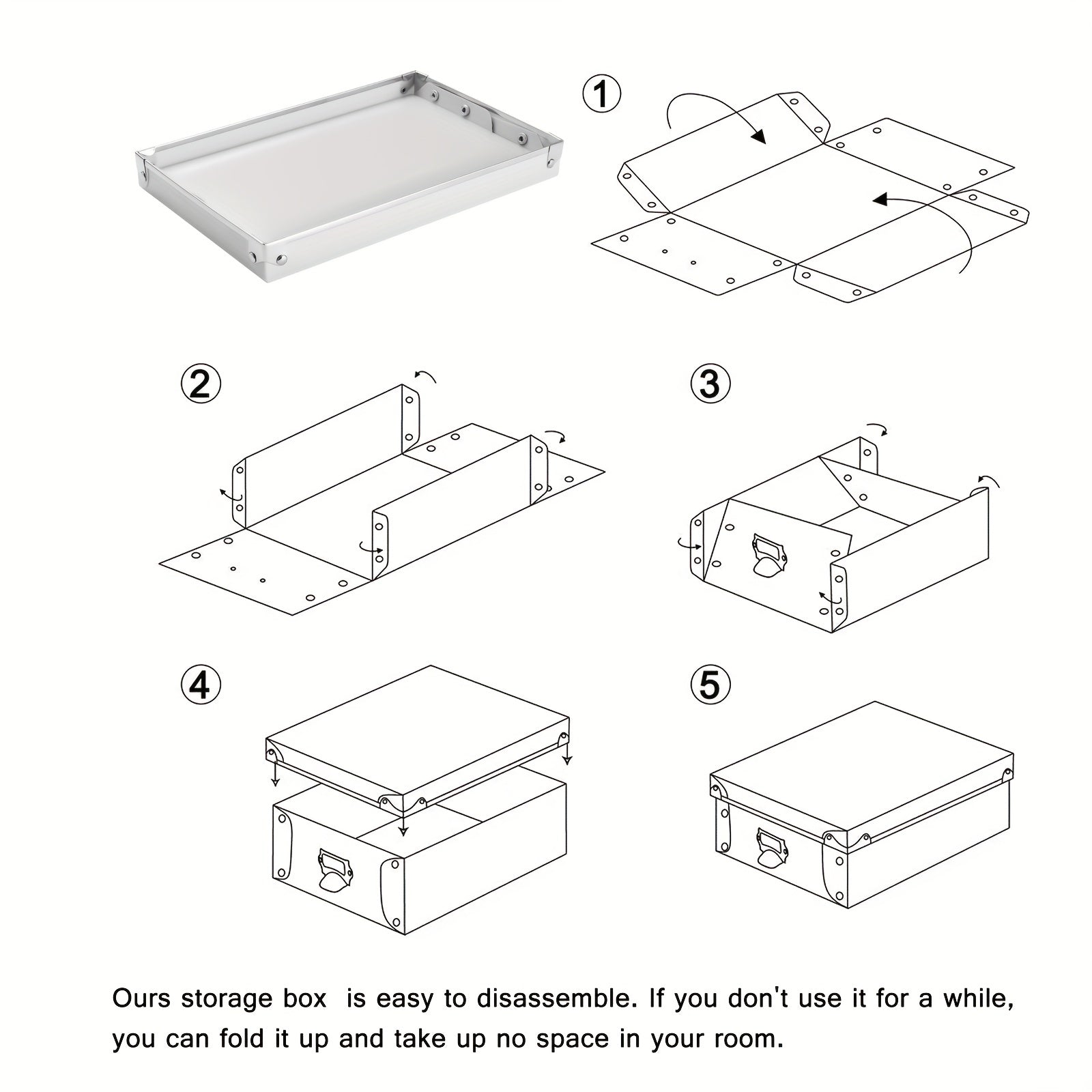 Decorative Storage Box Set of 3 Plastic with Lid Moisture-proof Foldable