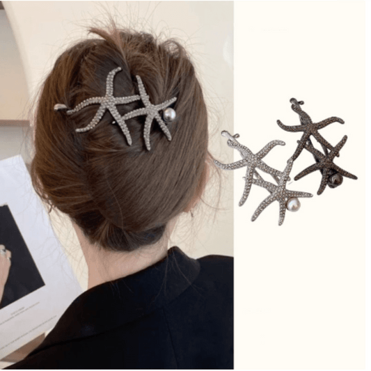 Starfish Rhinestone Hair Clip Set Faux Pearl Hair Accessories