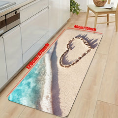 Beach Element Heart Print Rug Romantic Warm Mat