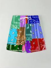 Block Digital Print Men's Drawstring Shorts Swim Wear Casual Swim Trunks