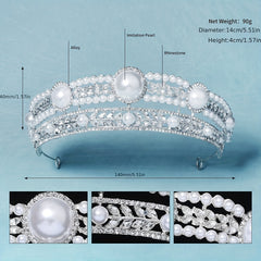 Crown Charm Hair Band Rhinestone & Pearl Headband for Bridal Wedding
