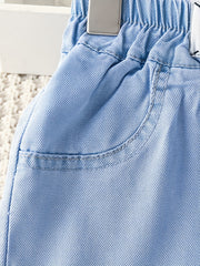 Girls Loose Casual Jeans Elastic Waist Letter Patched Wide Leg Denim Pants