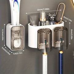 Automatic Toothpaste Dispenser with Toothbrush Holder Wall Mounted Bathroom Rack