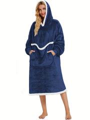 Plush Hooded Night Robe Warm Long Sleeve Robe Women's Sleepwear