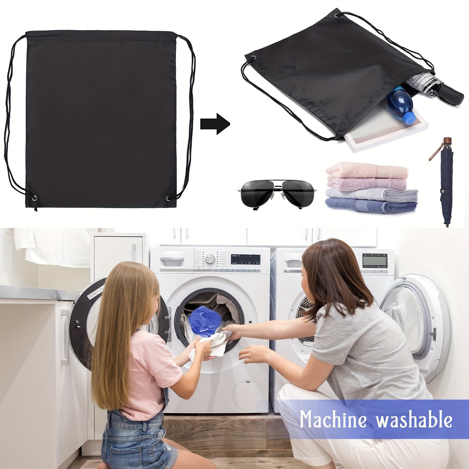 2PCS PE Drawstring Gym Bag For Sports Gym Travel Swimming Beach