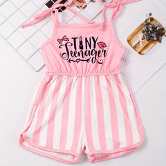 Toddler Girls Stripe Bow Cami Rompers Jumpsuits for Beach Vacation