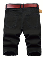 Floral Embroidery Denim Shorts Men's Casual Street Style
