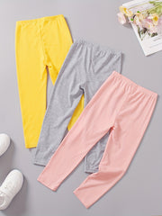3pcs Girls Casual Waistband Pants Set for Sports Kids