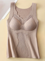 2pcs Lace Thermal Sleeveless Top Women's Lingerie