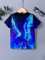 Eagle Graphic T-Shirt for Boys 3D Digital Print Casual and Stretchy Tee
