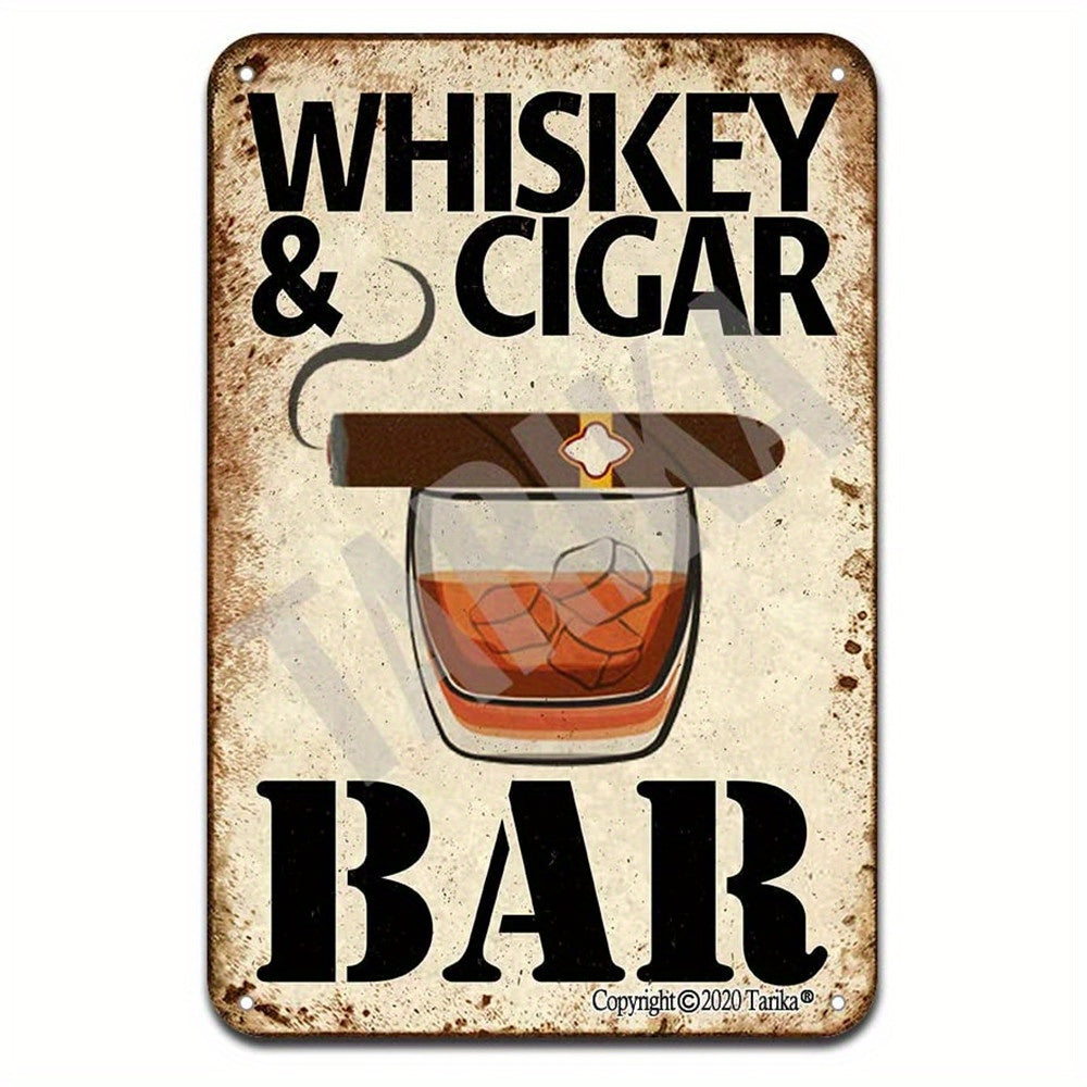 Vintage Whiskey And Cigar Bar Metal Tin Sign