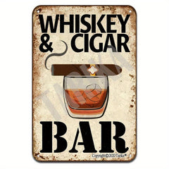 Vintage Whiskey And Cigar Bar Metal Tin Sign