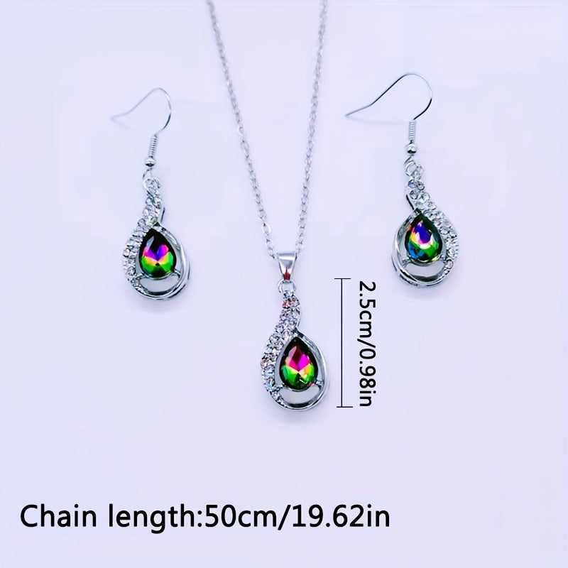 Water Drop Earrings Necklace Set Vintage Holiday Gift Y2K Jewelry