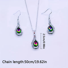 Water Drop Earrings Necklace Set Vintage Holiday Gift Y2K Jewelry
