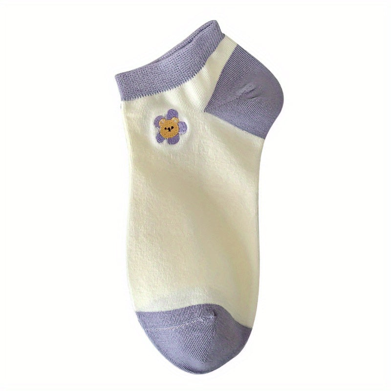 Floral Print Sweet & Low Cut Socks Women's Stockings