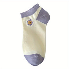 Floral Print Sweet & Low Cut Socks Women's Stockings