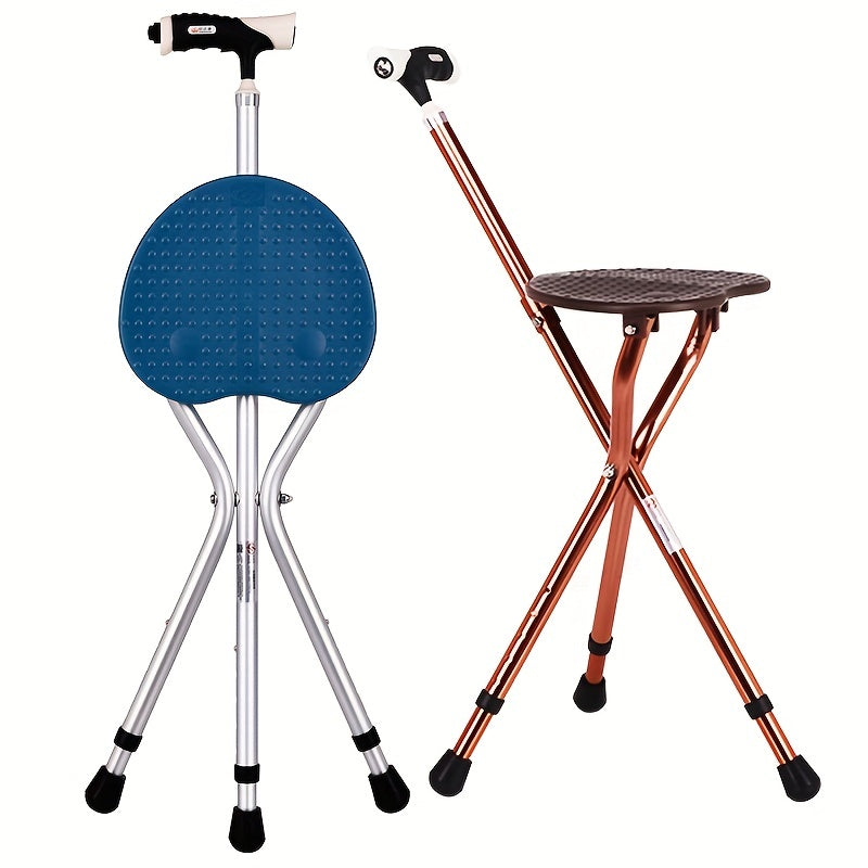 Portable Folding Walking Stick Chair for Elderly Adjustable Cane Stool