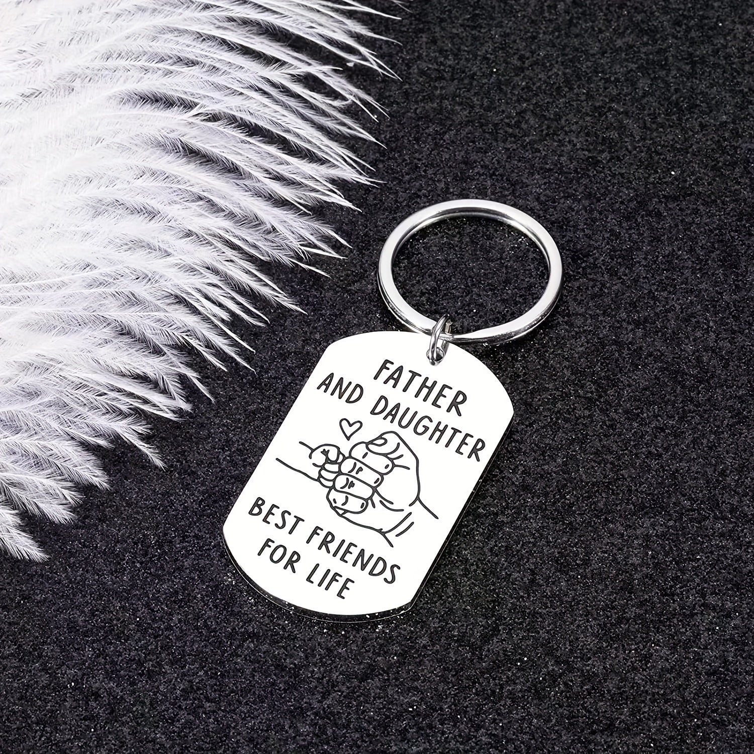 Father Daughter Keychain Gift Stainless Steel Key Ring
