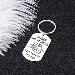 Father Daughter Keychain Gift Stainless Steel Key Ring