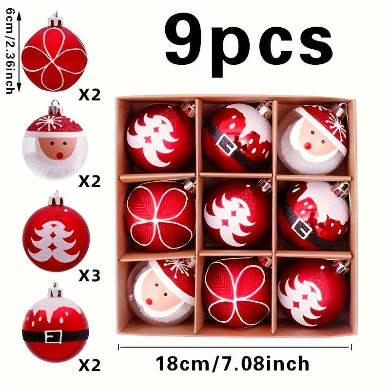 9pcs Santa Claus Print Xmas Tree Pendant