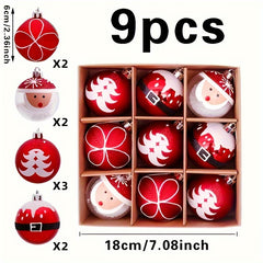 9pcs Santa Claus Print Xmas Tree Pendant