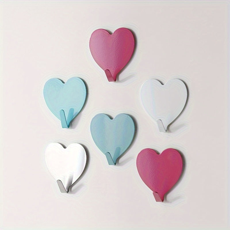 4pcs Heart shaped Sticky Hooks Peach Heart Metal Hooks With Adhesive