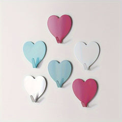 4pcs Heart shaped Sticky Hooks Peach Heart Metal Hooks With Adhesive
