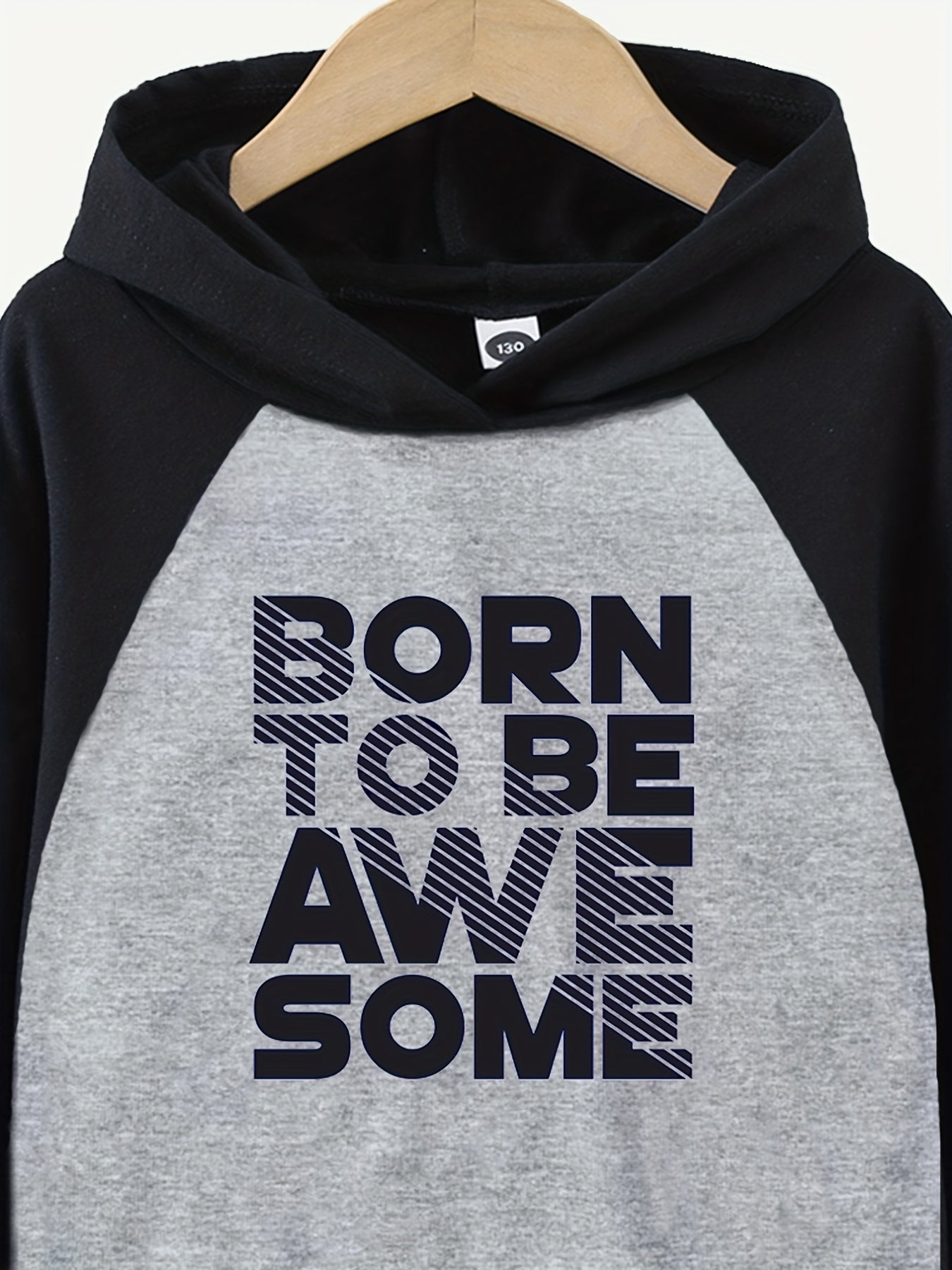 AWESOME Letter Print Boys Hooded Sweatshirt