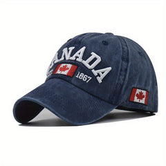 Canada Embroidery Baseball Cap Vintage Maple Leaf Flag Distressed Dad Hat