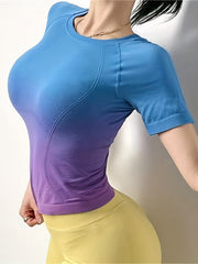 Gradient Breathable Yoga Sports Shirt - Stay Stylish & Comfortable