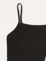 2pcs Solid Cami Tops Crew Neck Women's Lingerie