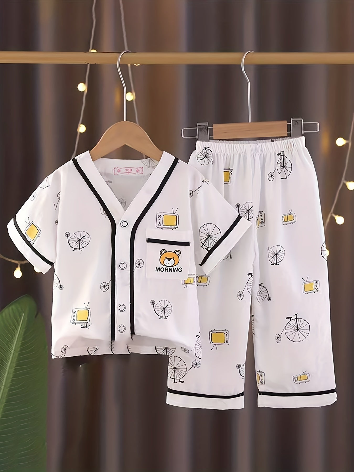 Toddler Pajamas Set Summer Short Sleeve T-shirt & Car Printed Trousers