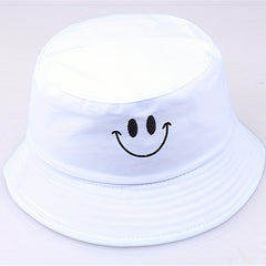 Happy Face Embroidery Bucket Hat Sun Protection Sunshade Hat