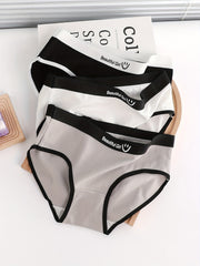 3pcs Letter Print Women's Briefs Comfy & Stretchy Panties